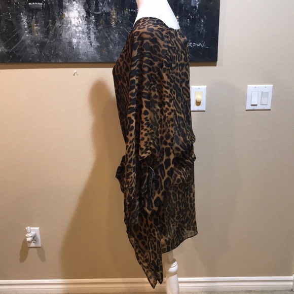 NWT Ralph Lauren Swimsuit Cover-Up Tunic Leopard Print with Tie Waist-Size S/M - Picture 2 of 12